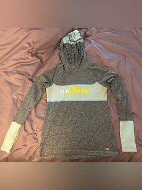 RunDisney Champion Heather Gray & Teal Pullover Hoodie